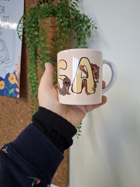 Lille Krus med NAVN: Dyr Gul skrift, beige baggrund (4)