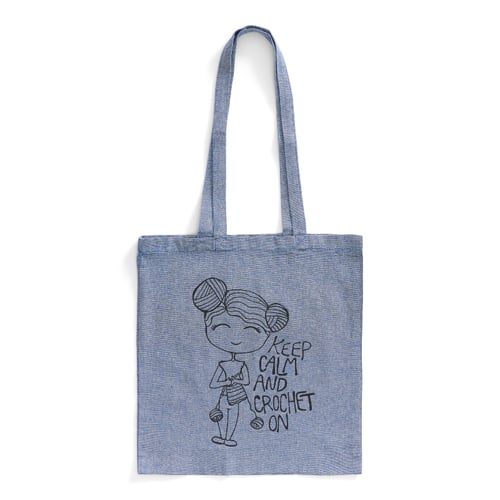 Mulepose: keep calm and crochet on Blå 