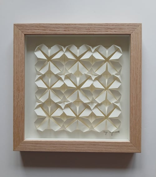 20x20cm foldet værk, naturhvid, indrammet 
