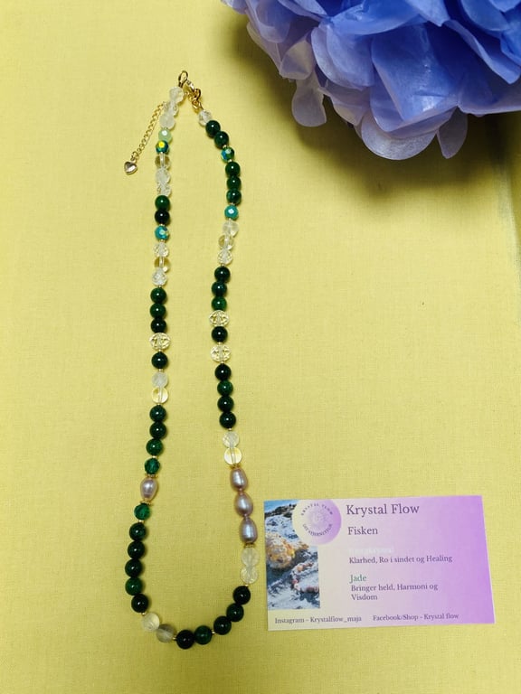 Bjergkrystal og Jade halskæde billede 3