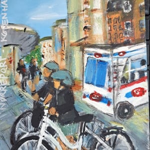 Nørreport pølle, maleri, postkort, 10x14,5 – produktbillede