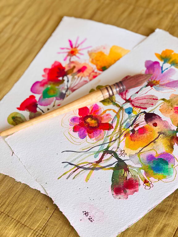 Sprudlende buket - original akvarel  billede 9