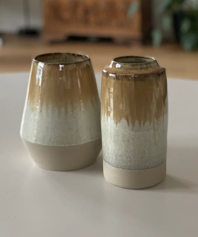 Vase, creme/karamel - 18 cm billede 2