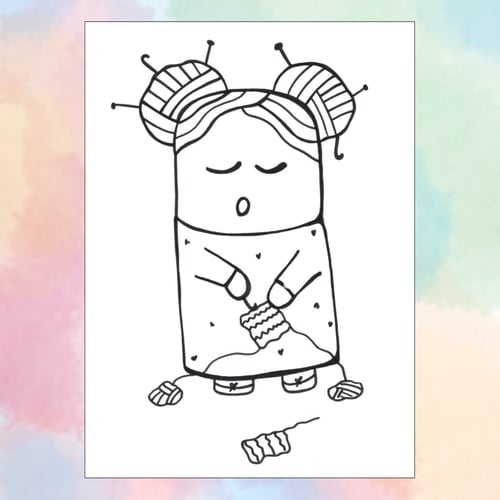 A4 Tryk: lille hækledame