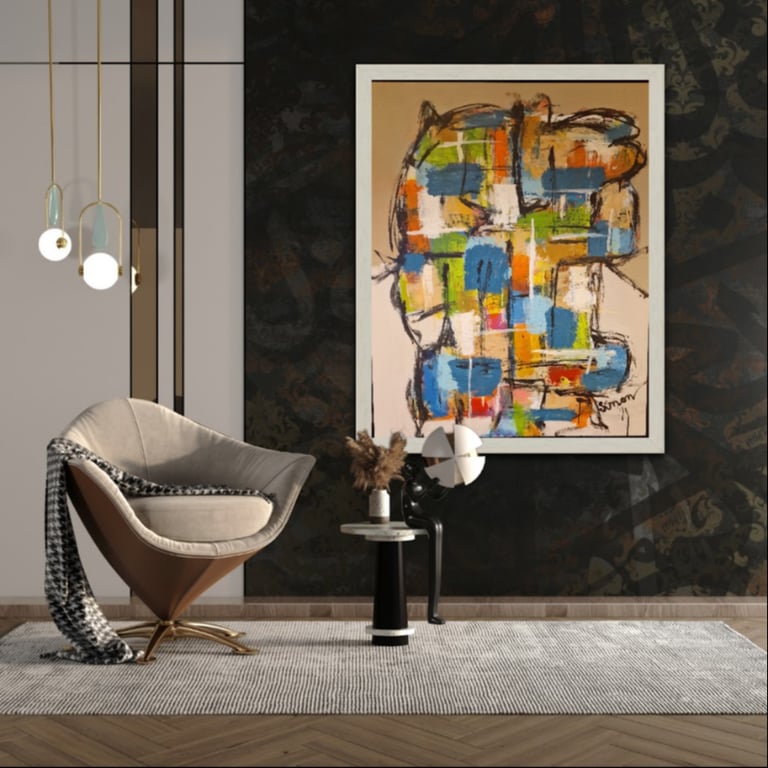 #1163 kunstværk 80X100 inkl. sort ramme