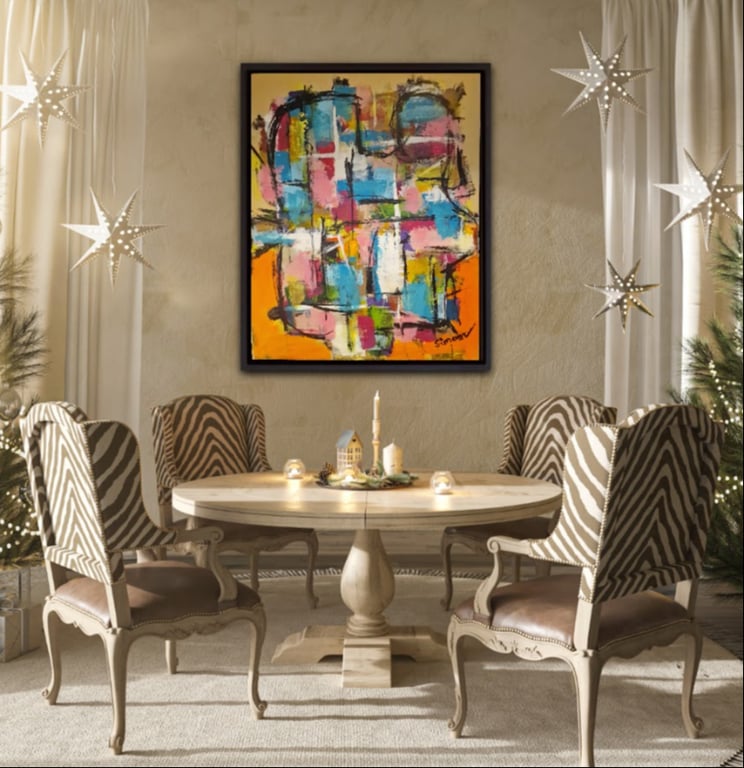 #1171 Maleri 80X100 cm med sort ramme  SOLD billede 4