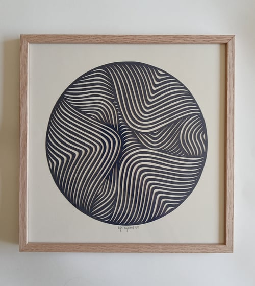 30x30cm papercut, Marineblå, indrammet