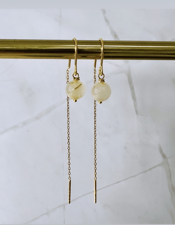 Øreringe med guld Rutilkvarts