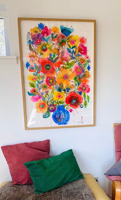 Ellen - kæmpe blå - original akvarel billede 8