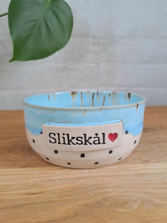 Slikskålen er 13 cm i diameter og 6 cm høj