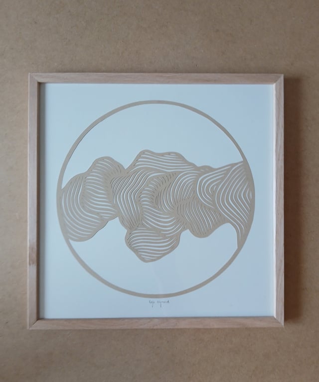 30x30cm papercut, beige, indrammet  billede 2