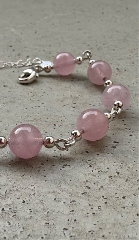 Rosakvarts Royal med sølv  billede 3