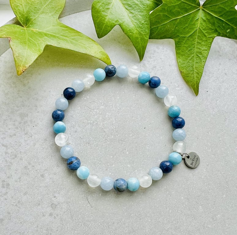 Smykkesæt med Larimar, Selenit og Morganit billede 4