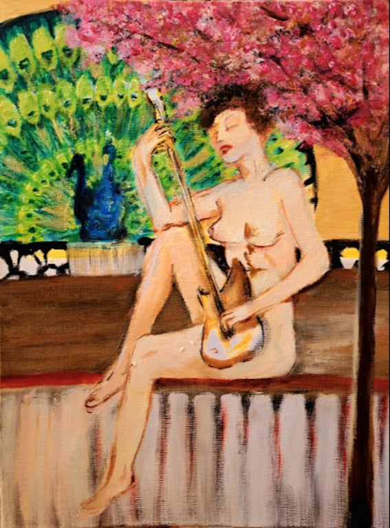 halvnøgen dame fra varieteblad 1950, 30x40