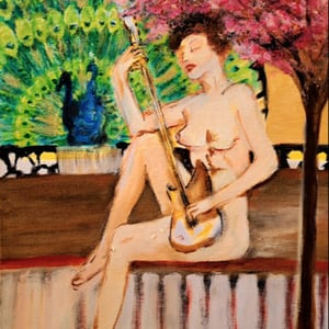 halvnøgen dame fra varieteblad 1950, 30x40 – produktbillede