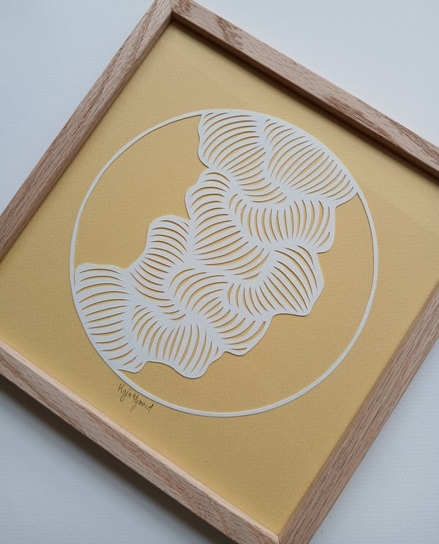 20x20cm papercut, banana, indrammet (3)
