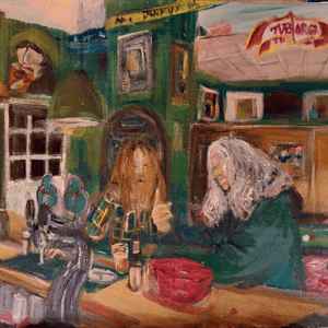 Hår- på Cafe Erik, 40x30, akryl  – produktbillede