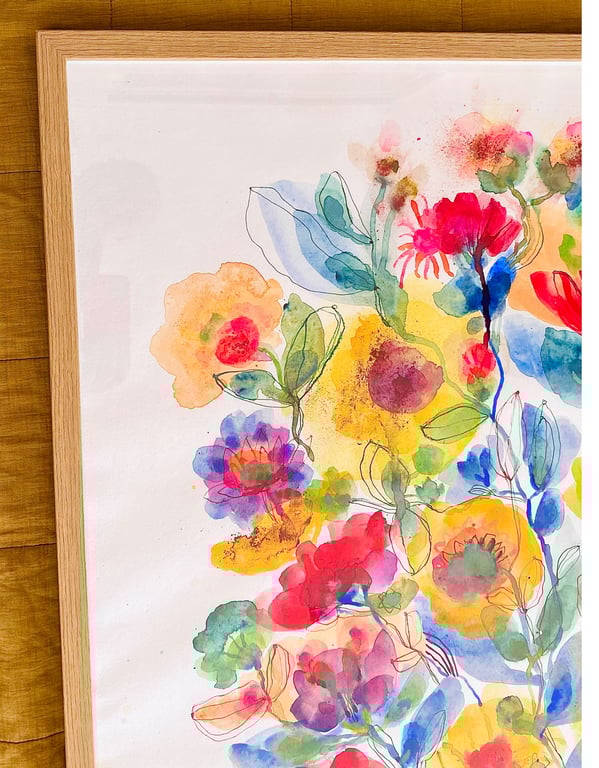 Agnes - Kæmpe blå - original akvarel billede 4