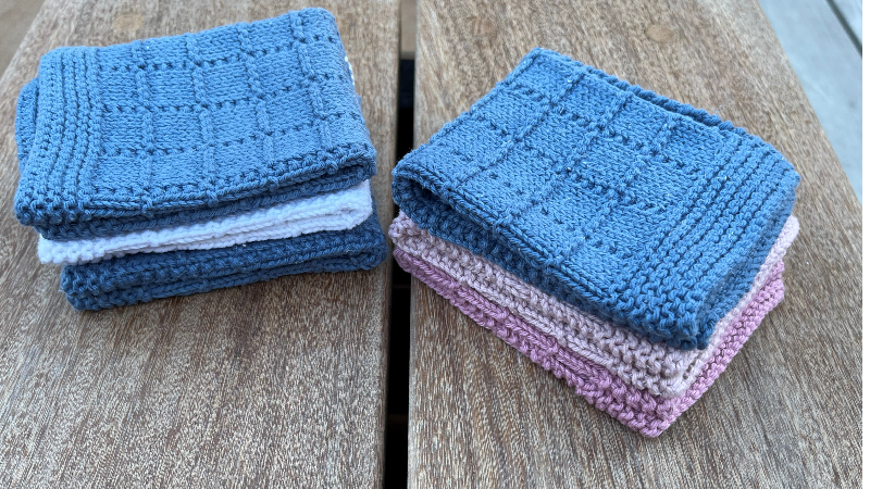 Kit: Gæstehåndklæder med rudestruktur (til 3 stk.) indisk ØKO-TEX bomuld 8/4 (garn og opskrift) billede 6