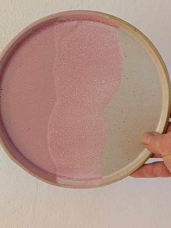 Frokosttallerken rødmeleret/beige 