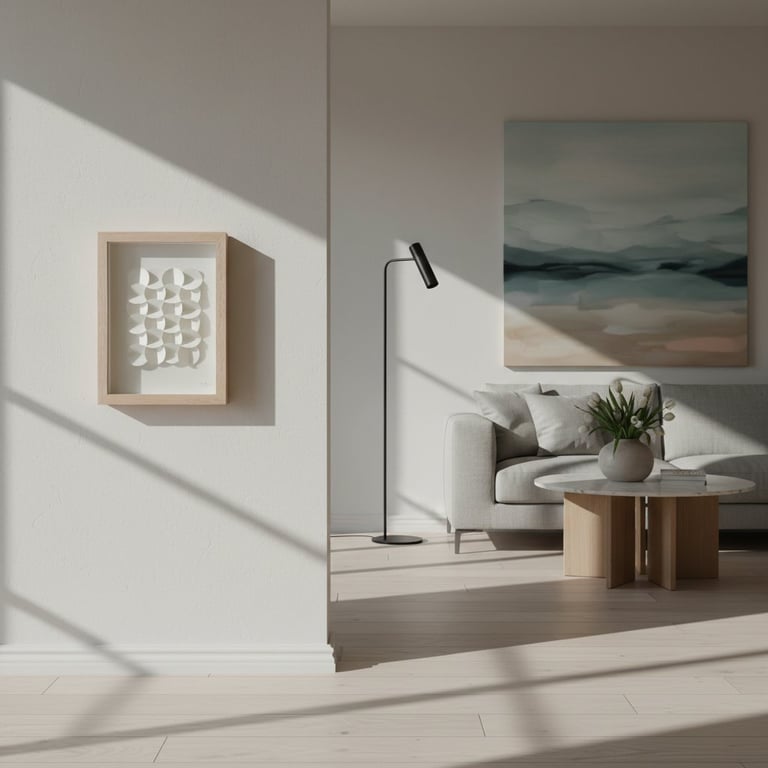 A4, 3D papirværk, hvid, indrammet  (2)