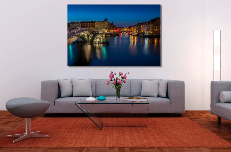 Nyhavn i København set fra Inderhavnsbroen på den smukke lysfestival billede 2