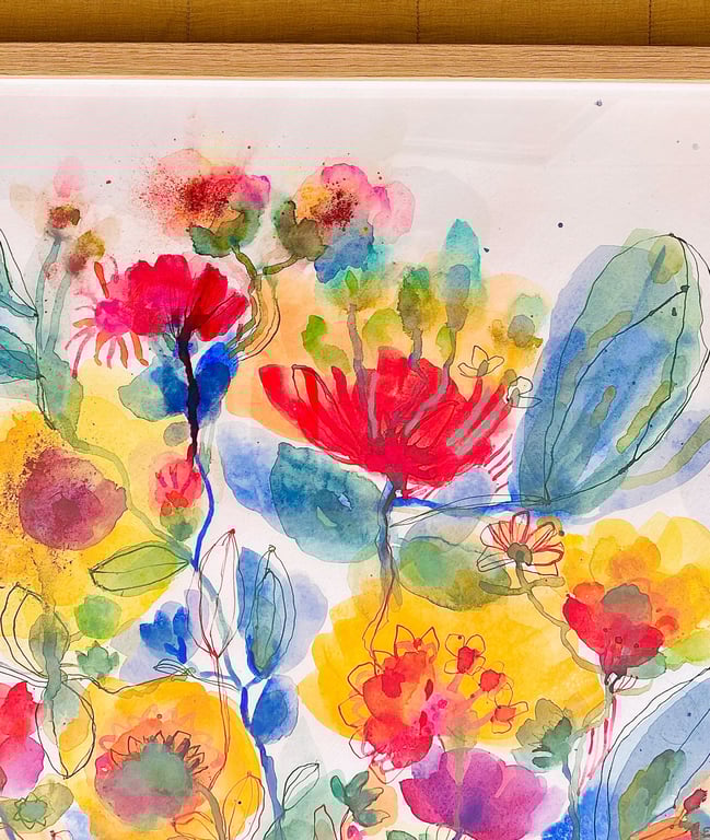 Agnes - Kæmpe blå - original akvarel billede 6