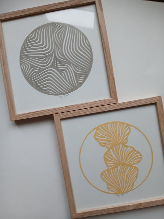 20x20cm papercut, banana, indrammet  (3)