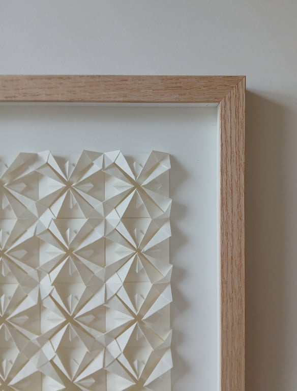 30x30cm foldet værk, naturhvid, Indrammet  (3)