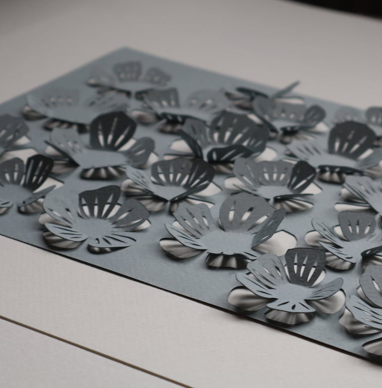 A3 - 3D papercut, dueblå, indrammet  (4)