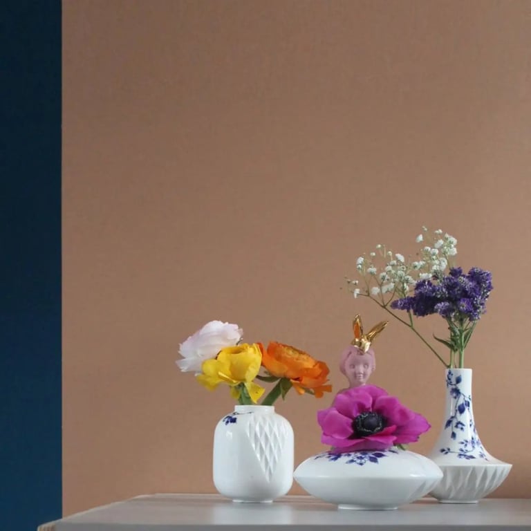 Blue Monkey - Origami vase m blomst billede 4