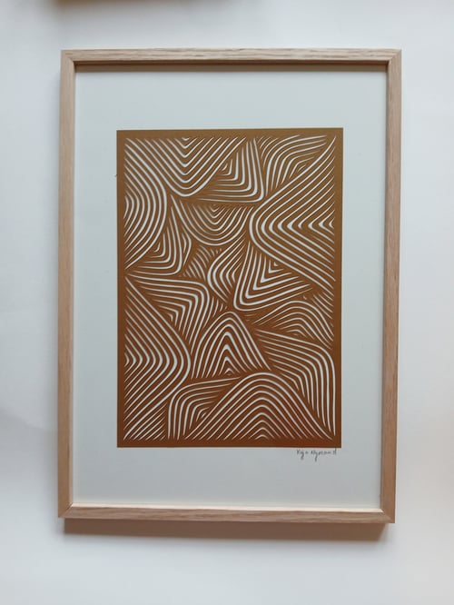 A3 papercut, brun, indrammet 