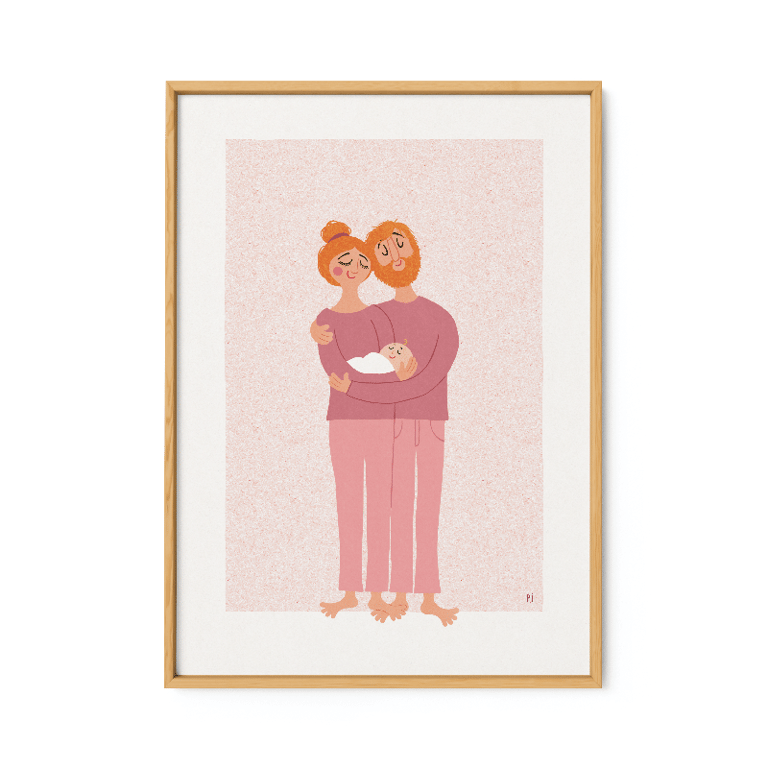 Babyfamilie – lyserød – plakat billede 2