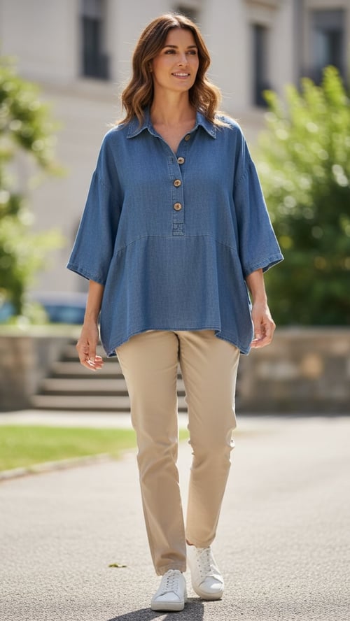 Solveig klassisk shirt. Denim blue. Onesize 36-46. (2)
