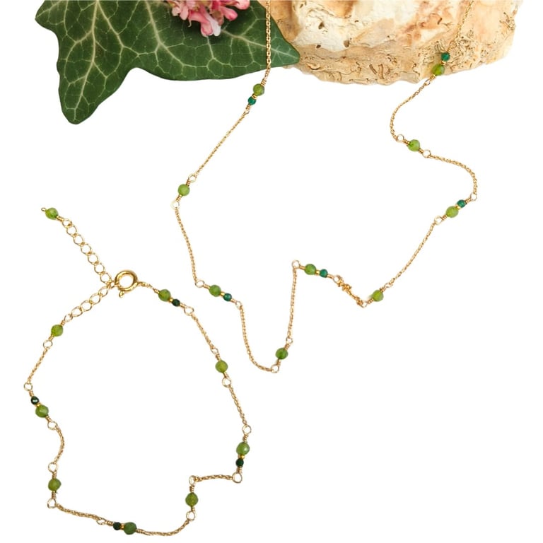 Alfe  halskæde - lys og mørk grøn billede 2