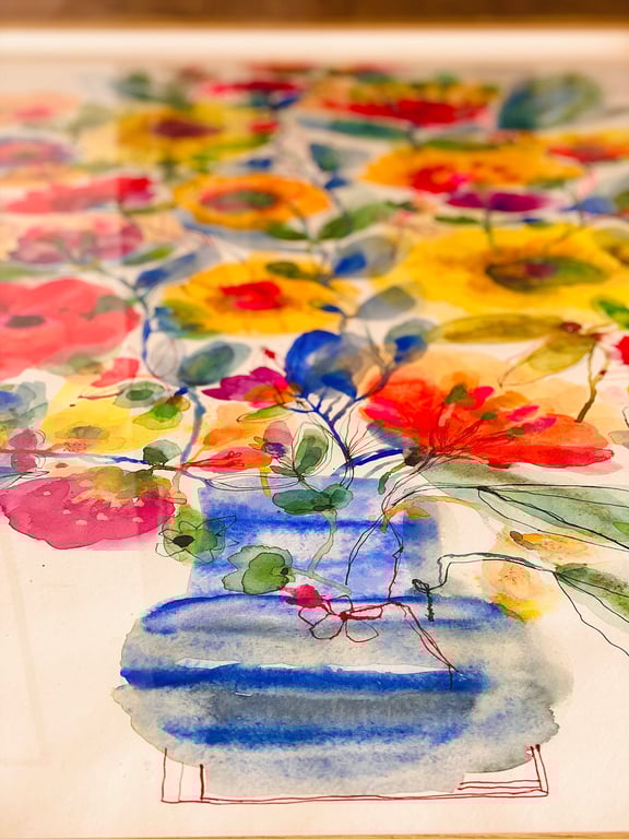 Agnes - Kæmpe blå - original akvarel billede 8