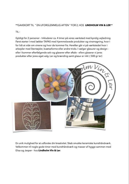 Giftcard 12 "en uforglemmelig aften" m TAPAS og vinsmagning for 2 pers