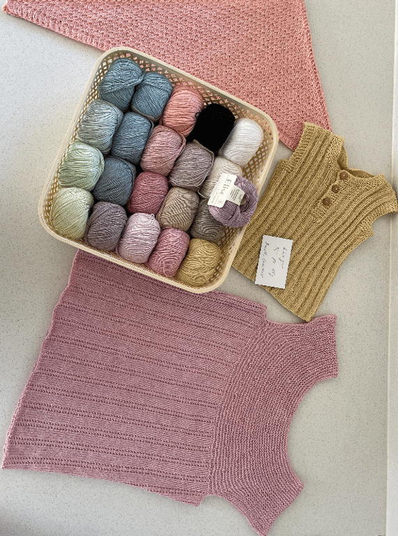 Kit: Top med ret-strikket bærestykke (Børne Str.)  (4)