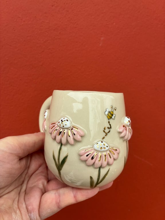 Lille blomsterkop med guld - FORUDBESTILLING