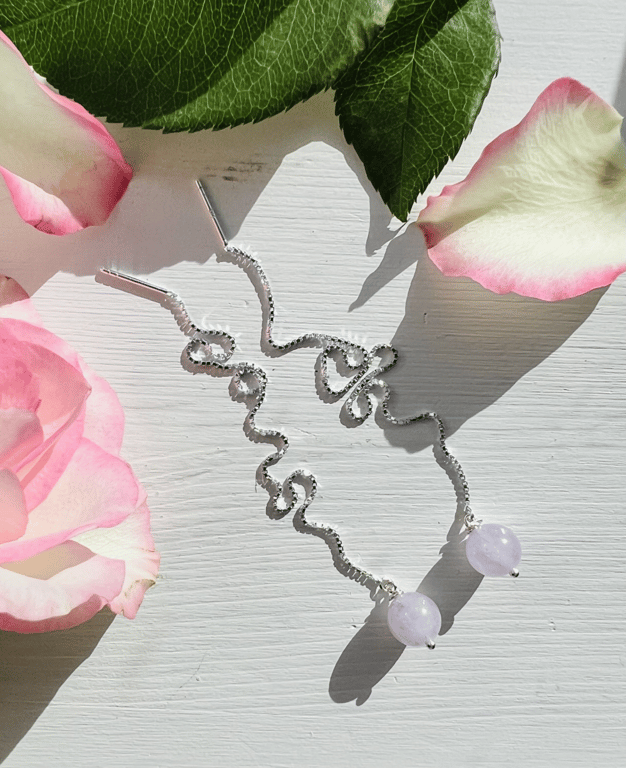 Ørekæder med lavendel Ametyst