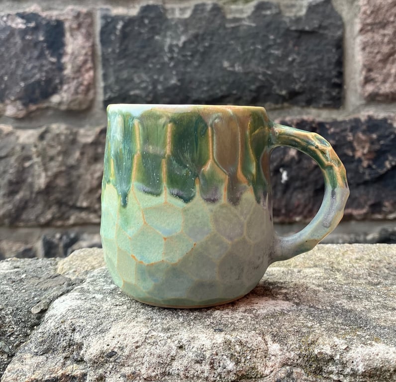 Facetskåret kop med hank billede 2