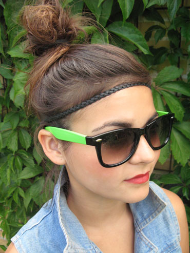 Zwarte wayfarer met neon groen (2)