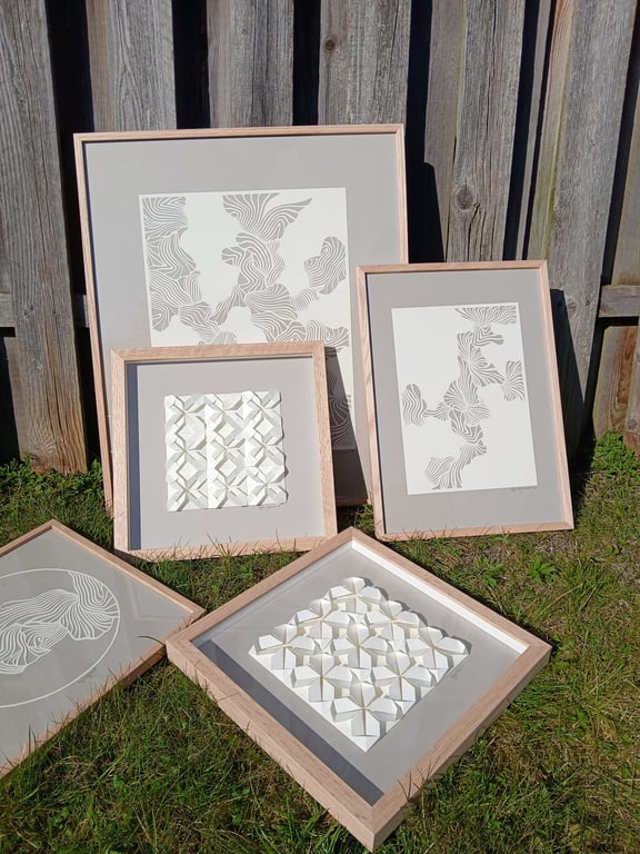 30x30cm foldet papirværk, indrammet  billede 5