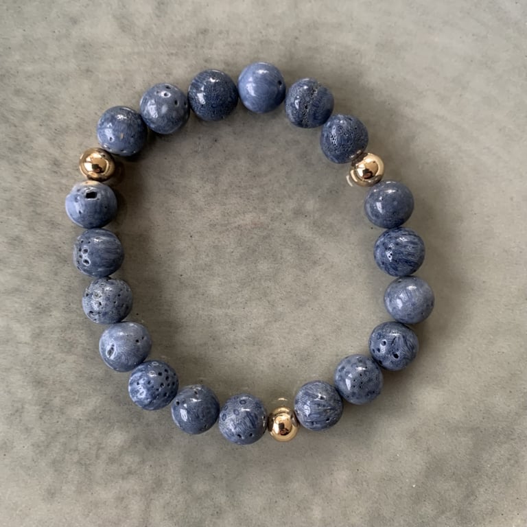 Blå koral armbånd 8mm