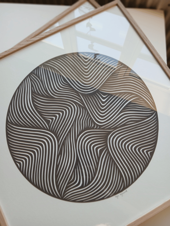 50x50cm papercut, gråbrun, indrammet  (6)