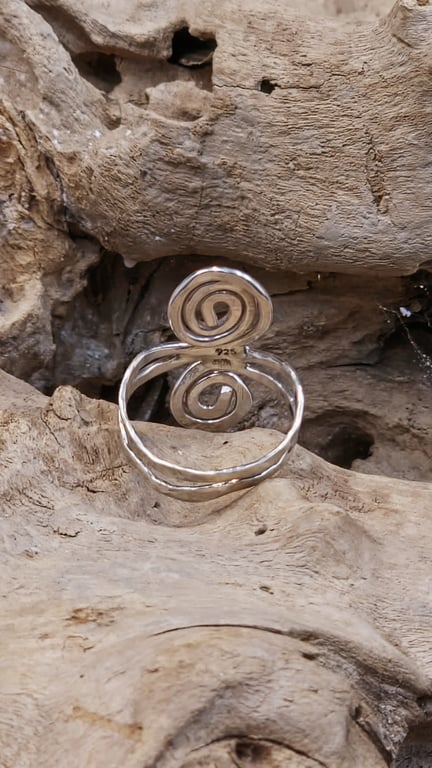 Unika spiral sølv ring. - str 60. billede 2