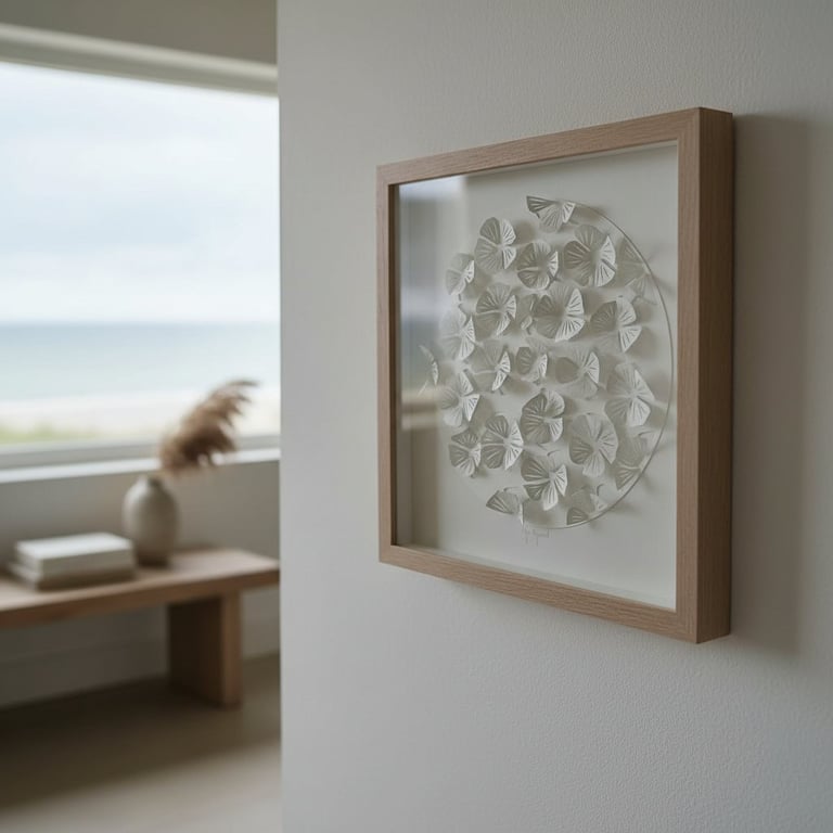 30x30cm, 3D papercut, indrammet  billede 2