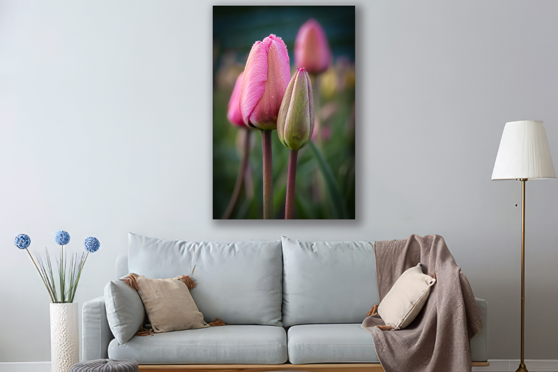 Smukke tulipaner med morgen dug billede 2