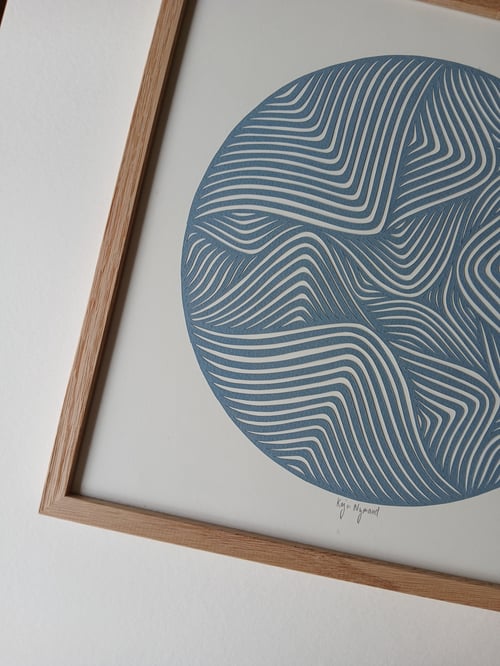 30x30cm papercut, dueblå, indrammet  (2)