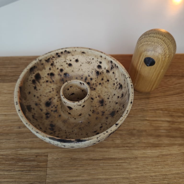 Brun plettet lysestage  billede 3